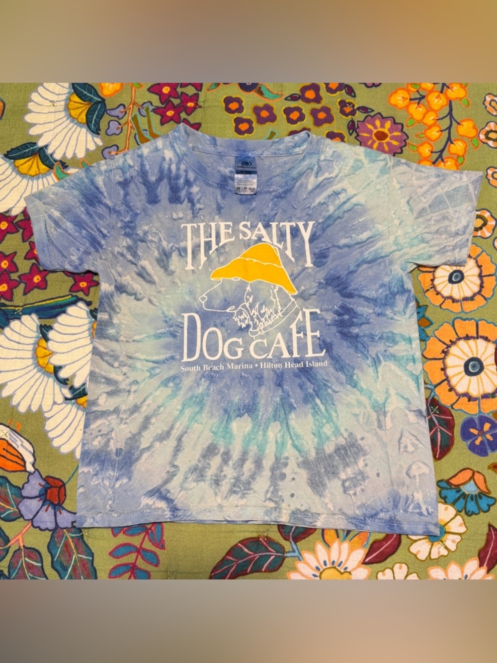 Blue Tie-Dye T-Shirt - Yellow Logo